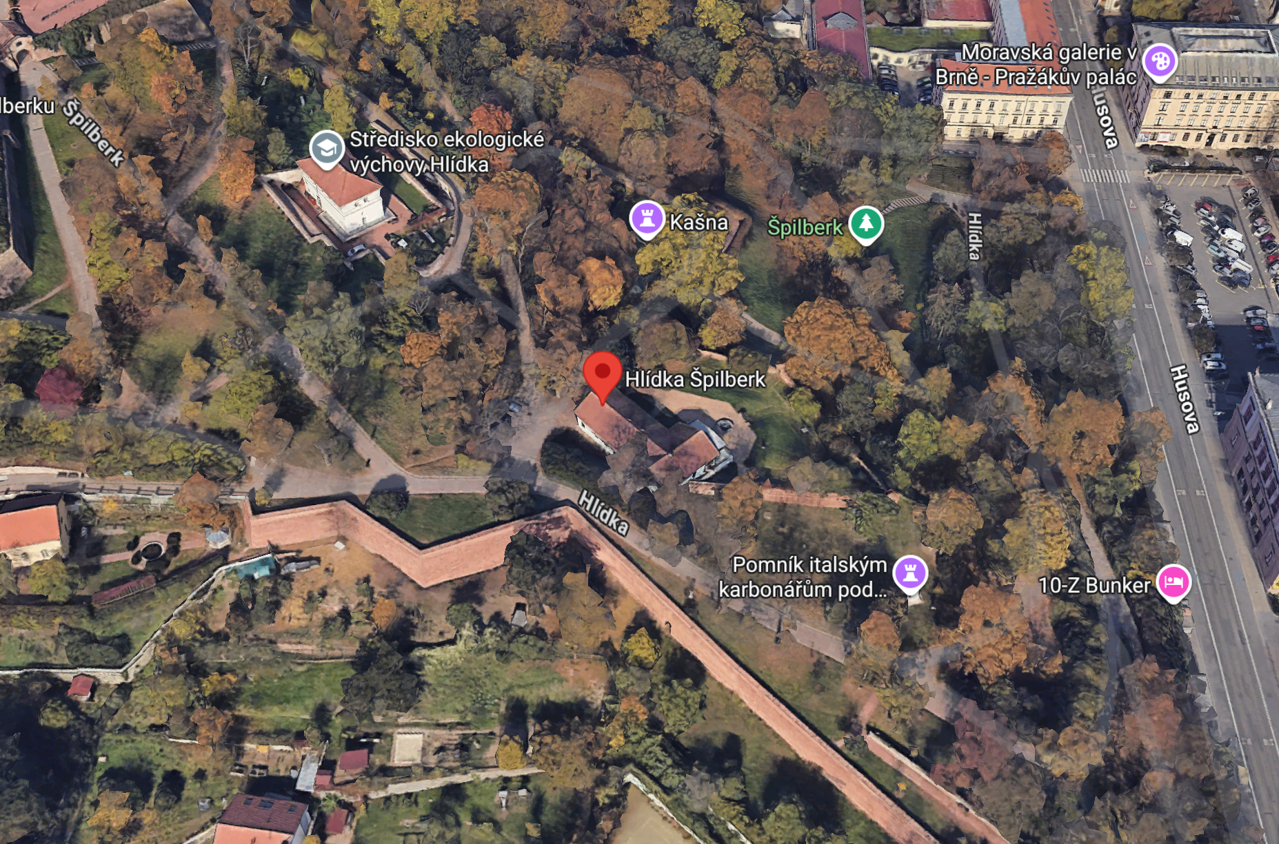 Top-down view of Hlídka and surroundings